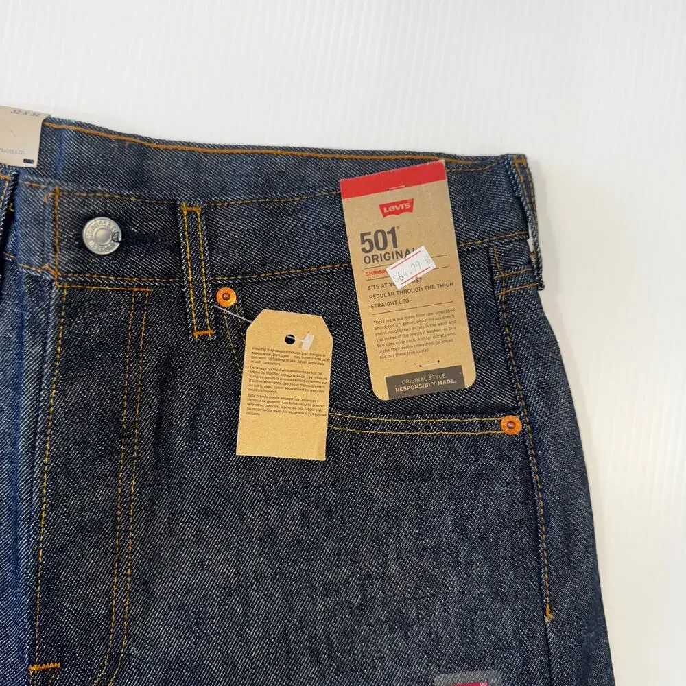 Levi’s 501 Shrink To Fit Jeans 32x32 Deadstock Dark Wash NWT Dadcore Normcore - Picture 5 of 16